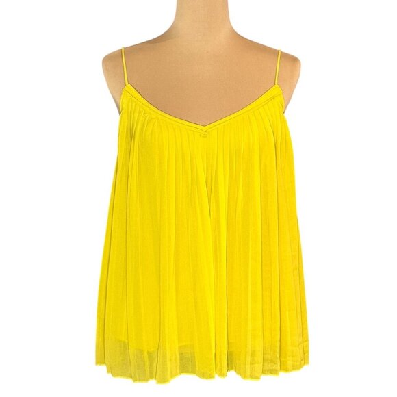 Massimo Dutti Pleated Babydoll Cami Top Sz.M Yellow Flowy Dopamine Coquette Y2K - Picture 1 of 14